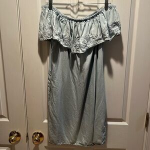 Light blue off the shoulder dress